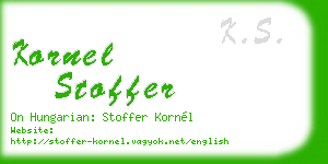 kornel stoffer business card